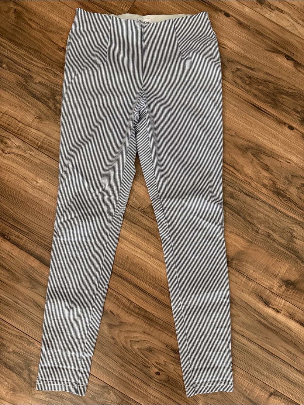Calvin Klein Blue White Striped Pull On Stretch Pants Coastal Vacation Size 2